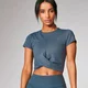 Tricou decupat cu mânecă scurtă Power - Indigo închis
