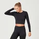 Top scurt cu mâneci foarte lungi fără cusături MP Shape Ultra pentru femei - Negru