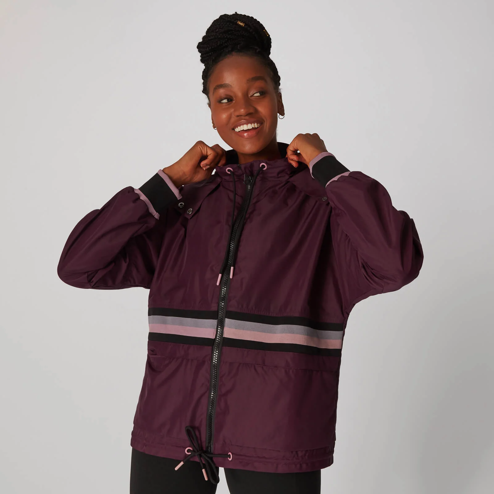MP Women's Sleeve Stripe Windbreaker Jacket - Malbec - XS Imagine 1
