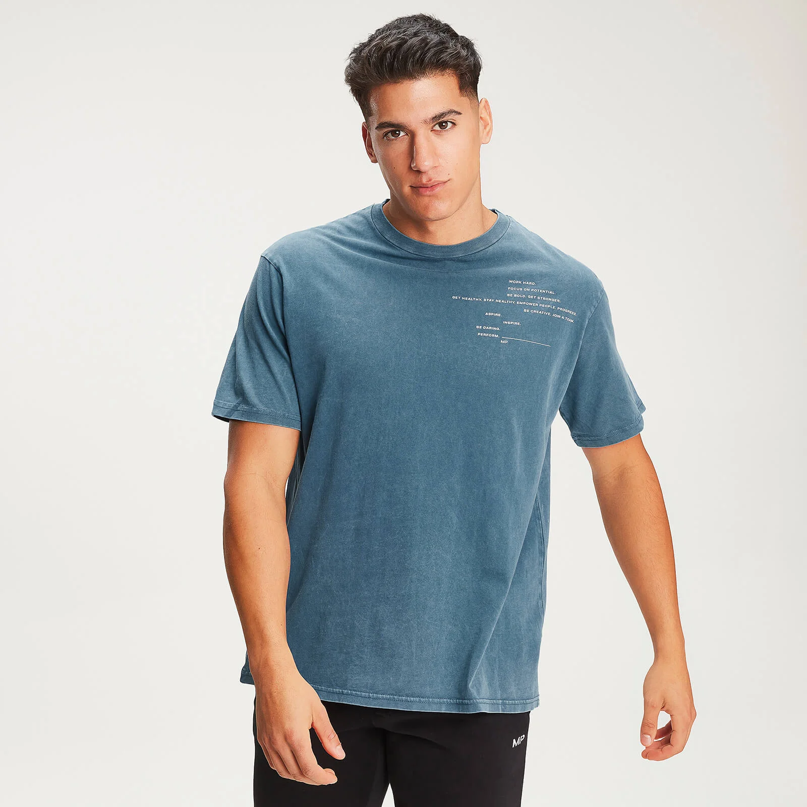 Tricou pentru zi de odihnă Staggered Slogan- Bluejay - XS Imagine 1