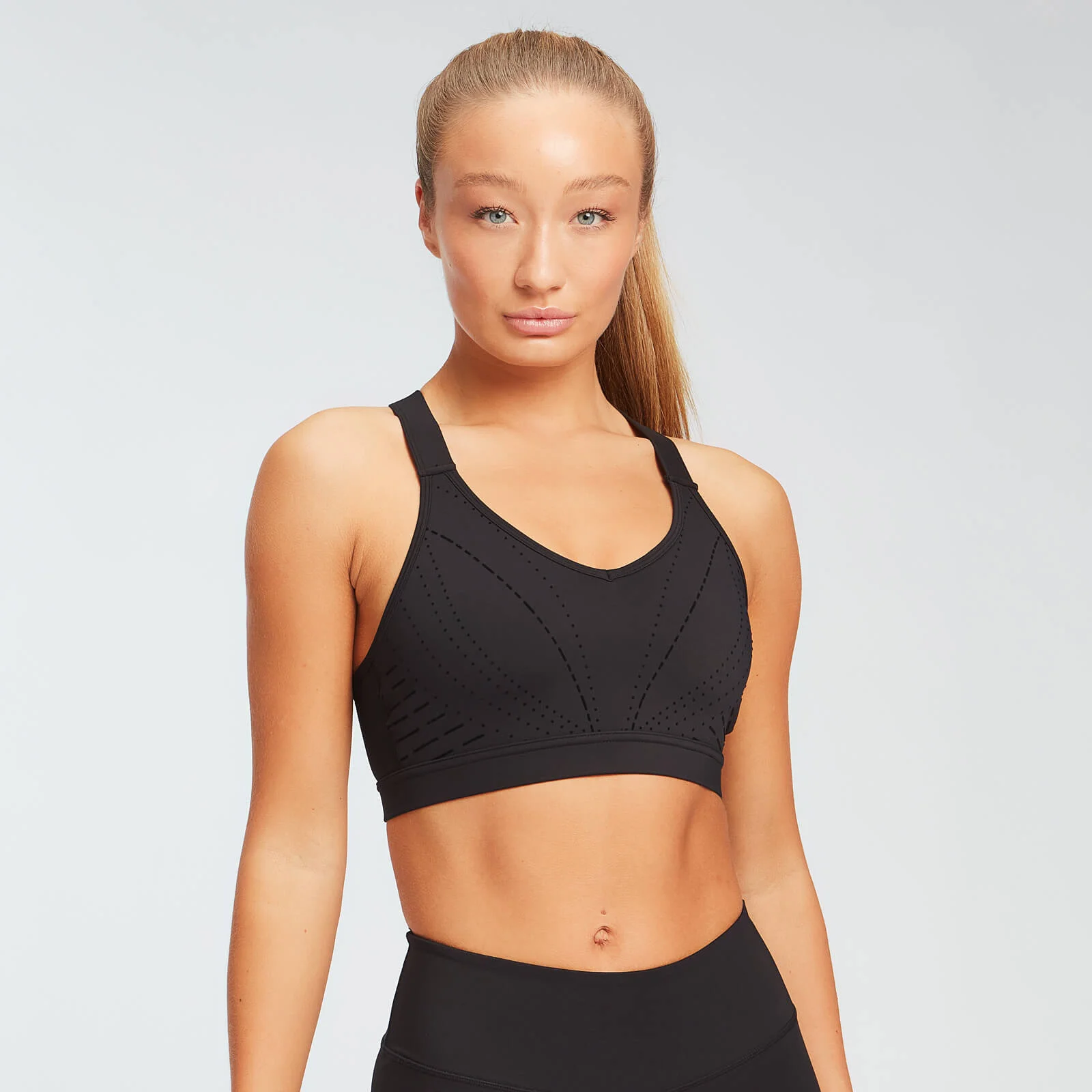 Bustieră sport MP Geo Print Placement pentru femei - Negru - XS Imagine 1