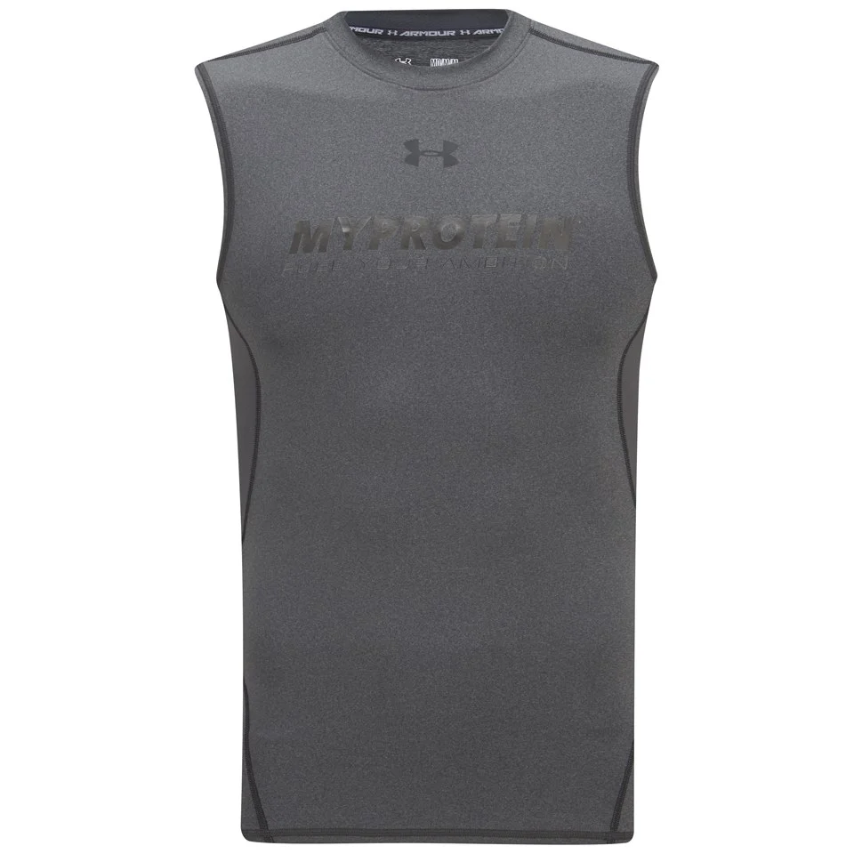 Tricou pentru barbati fara maneci cu compresie Under Armour HeatGear - Carbon Heather Imagine 1