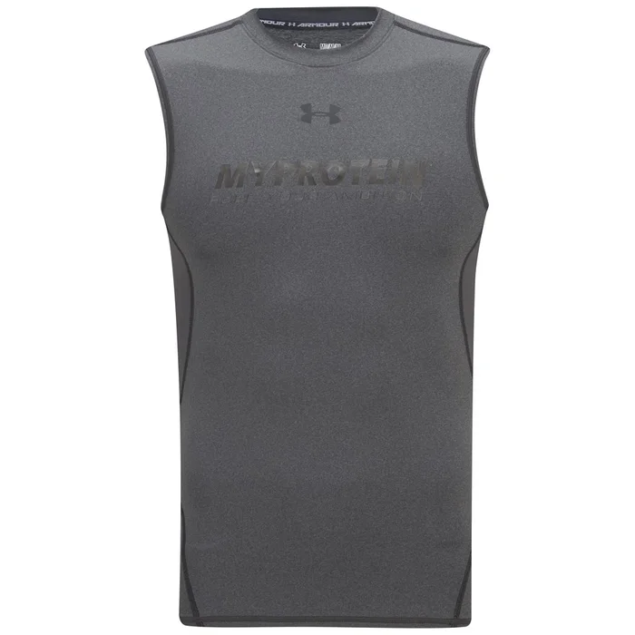 Tricou pentru barbati fara maneci cu compresie Under Armour HeatGear - Carbon Heather