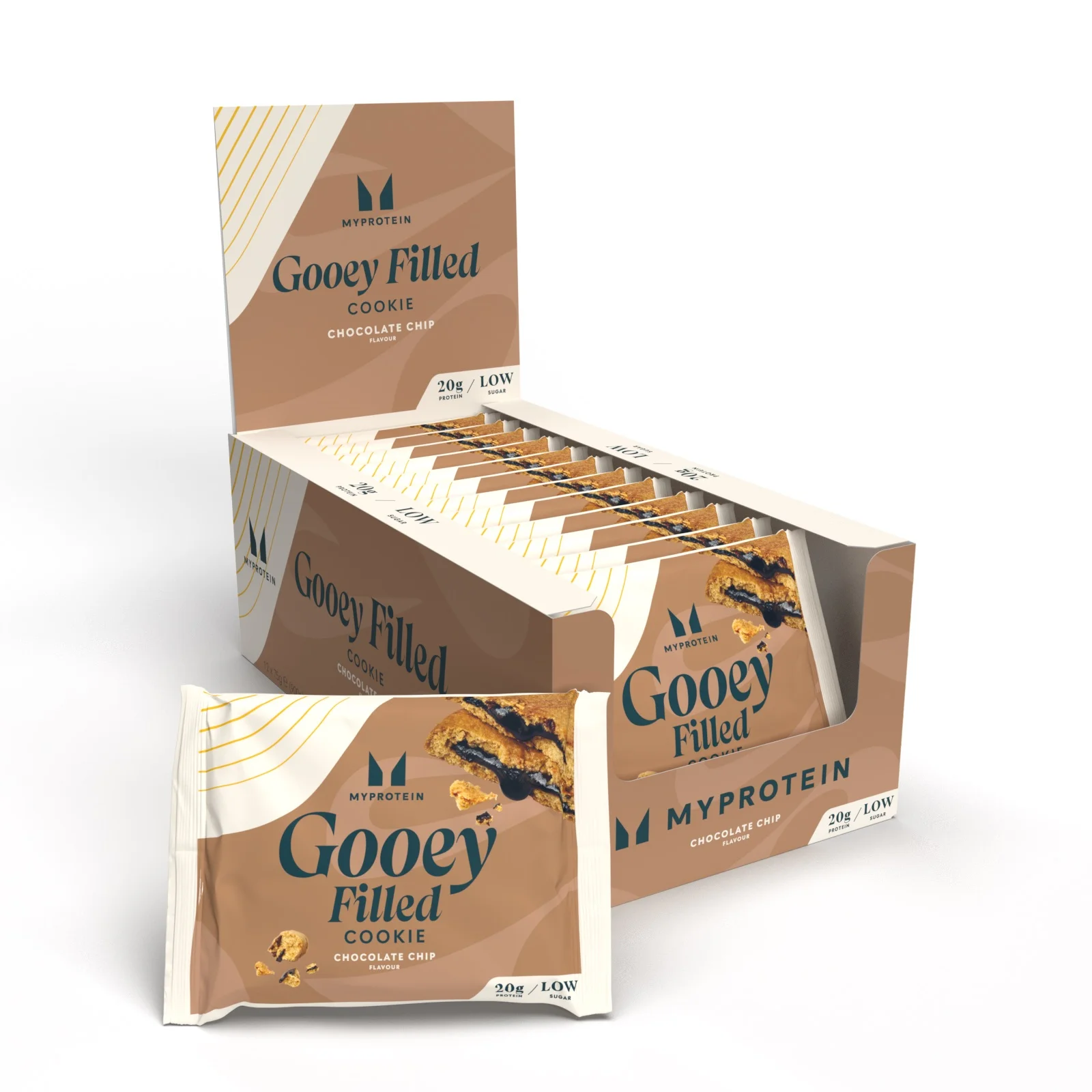 Prăjitură proteică coaptă - 12 x 75g - Chocolate Chip (Gooey Filled) Imagine 1