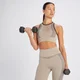 Bustieră sport striată fără cusături MP Contrast pentru femei - Sesame/Negru