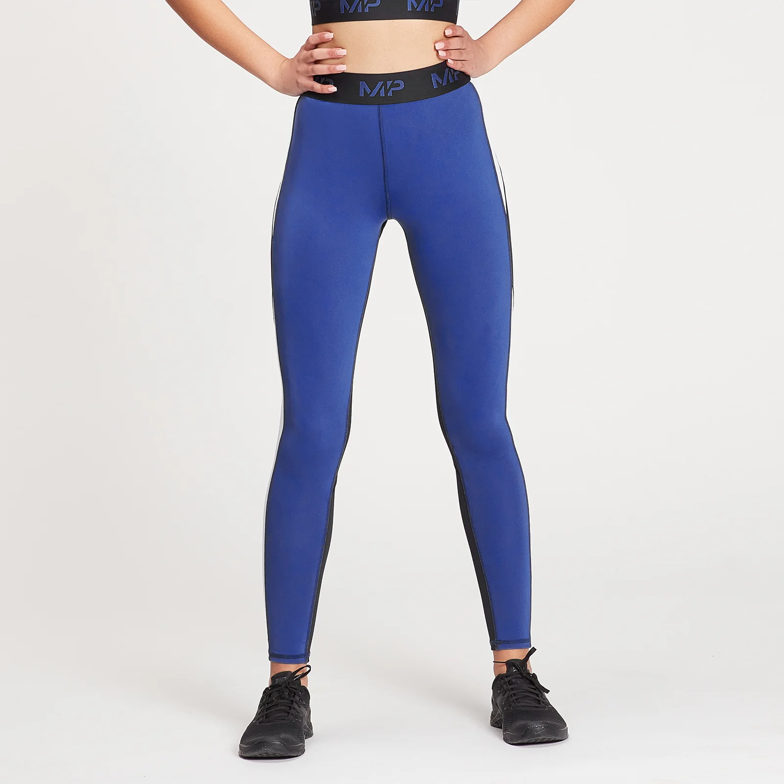 MP Women's Engage Colour Block Leggings - Black / White / Cobalt - XXS Imagine 1