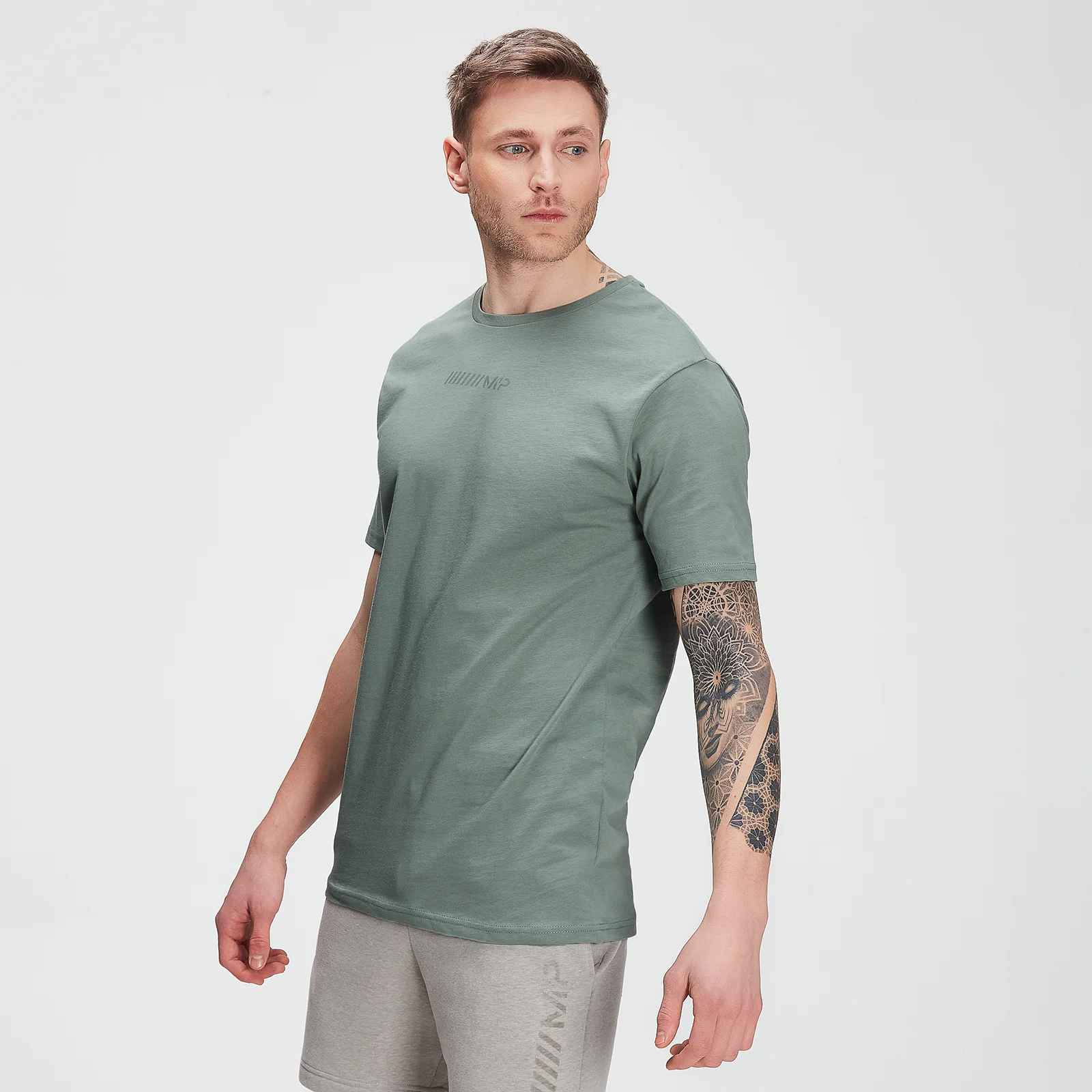 Tricou cu mânecă scurtă MP Tonal Graphic pentru bărbați - Verde șters - XXS Imagine 1