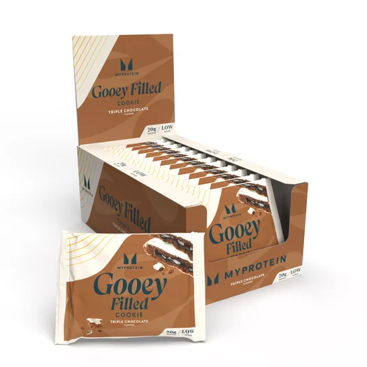 Prăjitură proteică coaptă - 12 x 75g - Triple Chocolate (Gooey Filled)