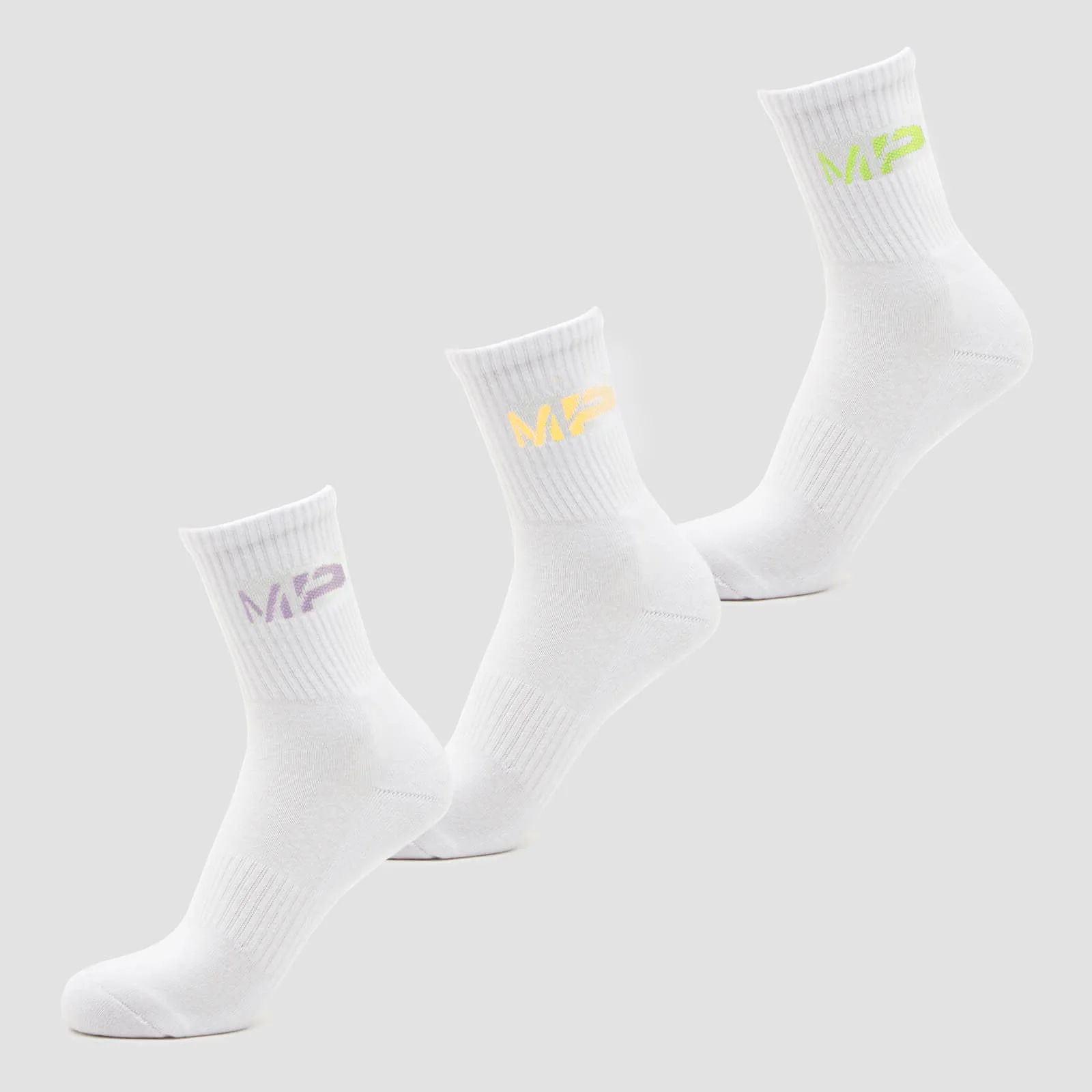 MP Women's Neon MP Logo Crew Socks (3 Pack) Butterfly/Banana/Lavender - UK 3-6 Imagine 1