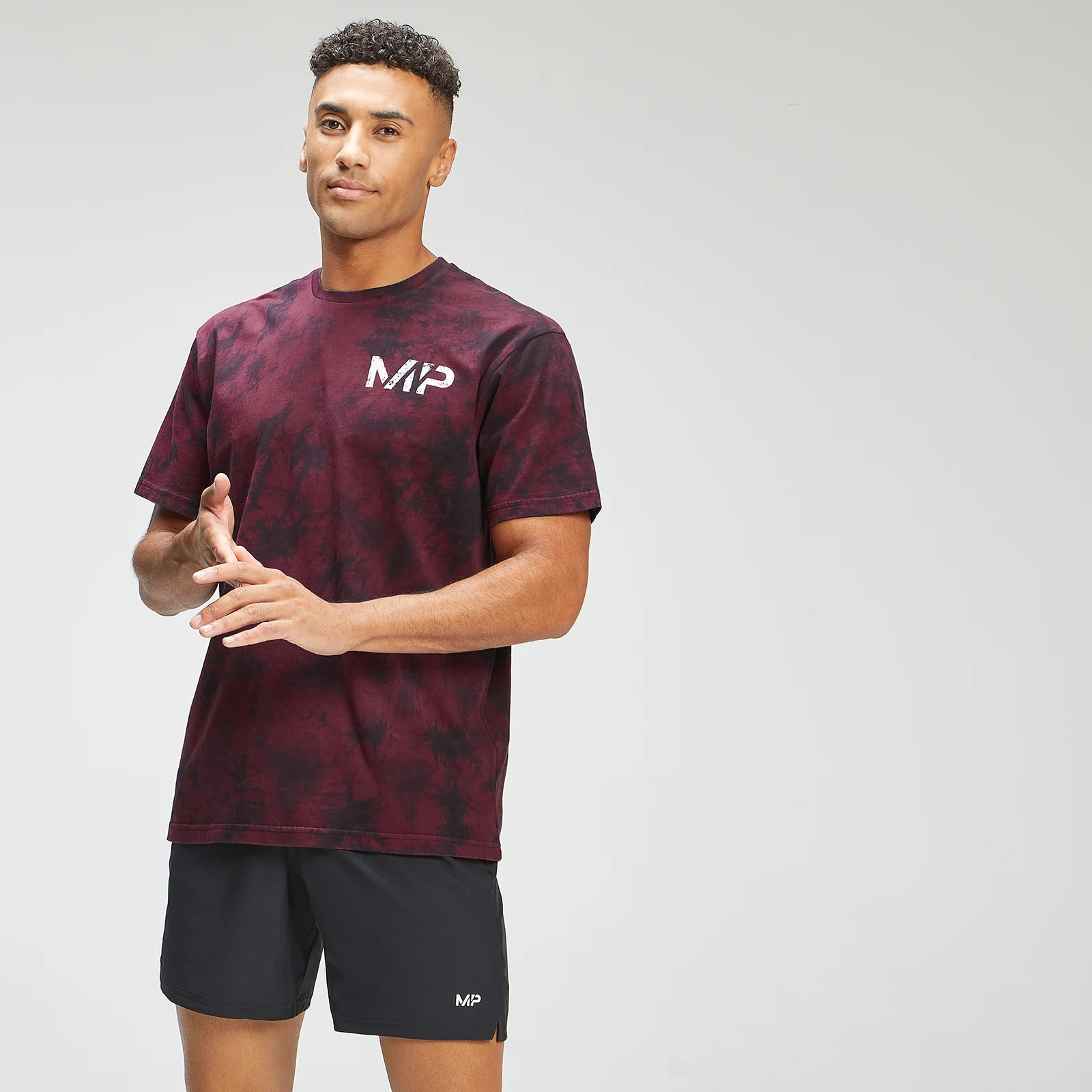 MP Men's Adapt Tie Dye Short Sleeve Oversized T-Shirt - Black/Merlot - XXS Imagine 1