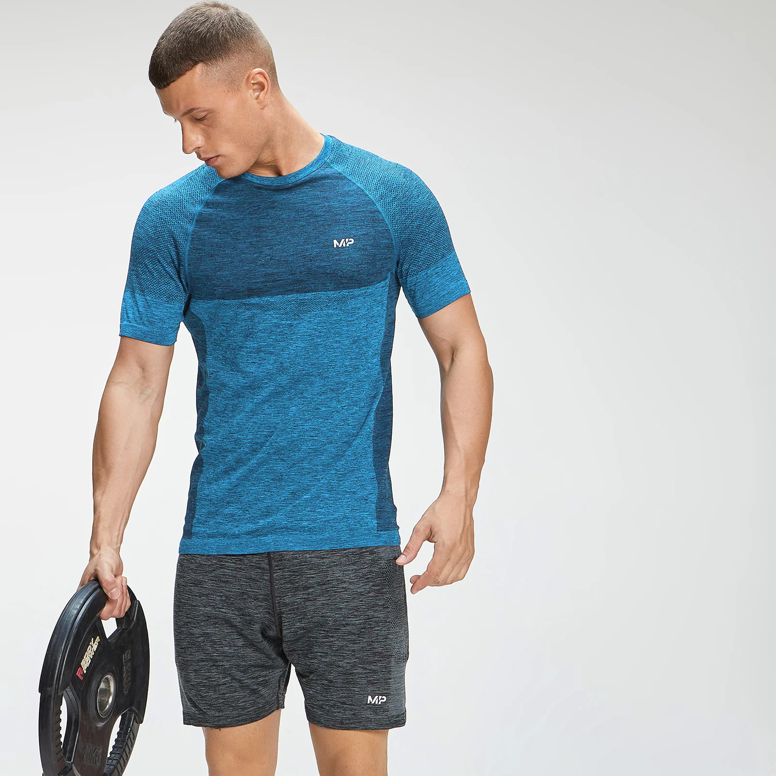 Tricou cu mânecă scurtă Essential Seamless pentru bărbați MP - Bright Blue Marl - XXS Imagine 1