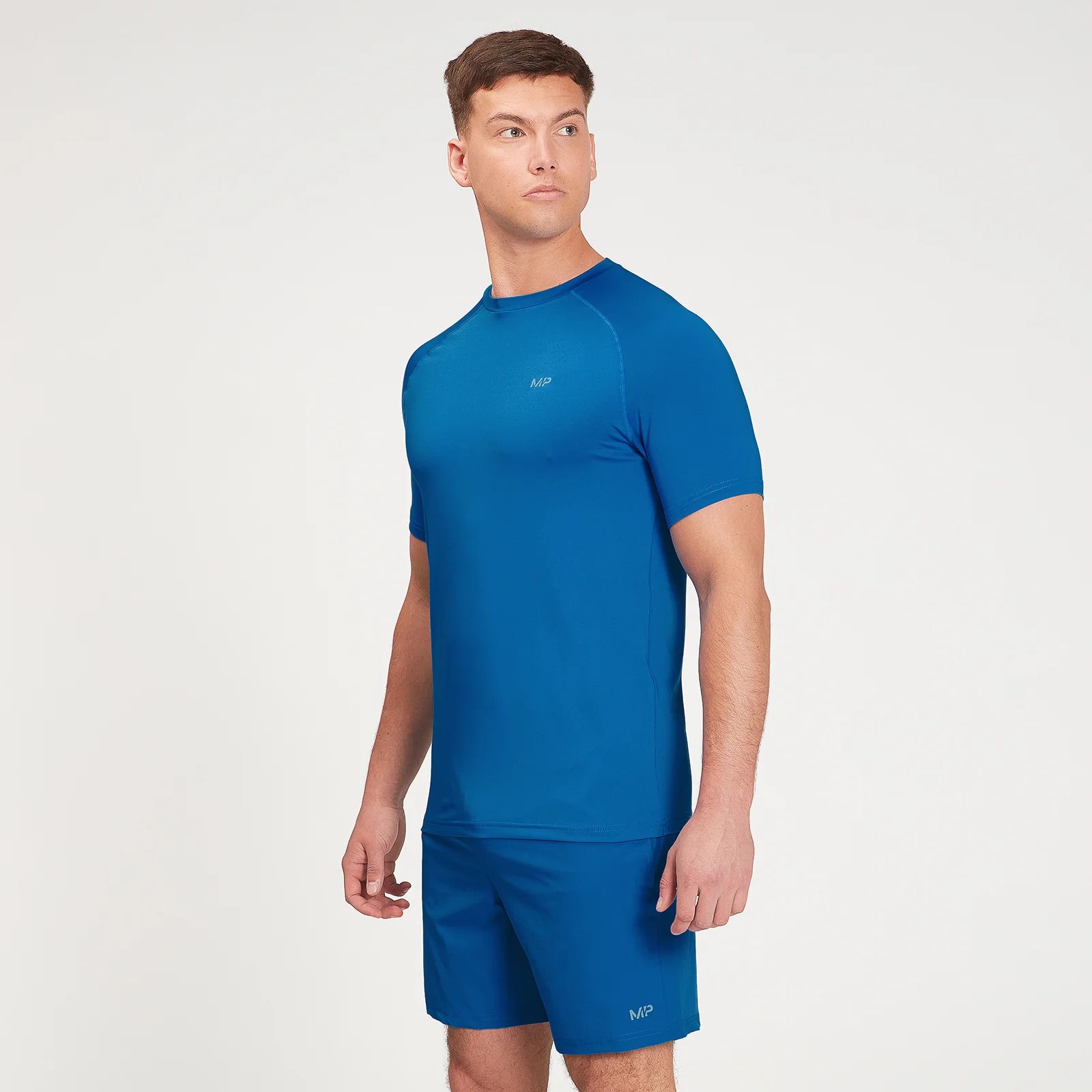 Tricou cu mânecă scurtă pentru bărbați MP Graphic Running - albastru adevărat - XXS Imagine 1