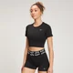 Tricou cu mânecă scurtă Curve Crop pentru femei MP - negru
