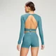 Topul Power Power Open Back Crop Top pentru femei MP - Ocean Blue