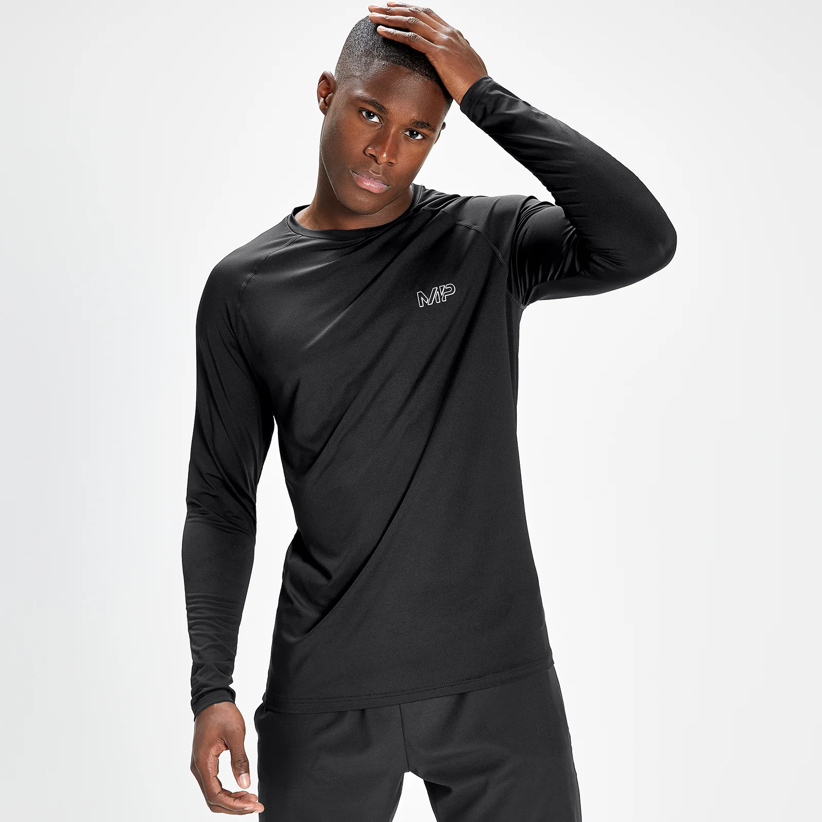 Tricou cu mânecă lungă de antrenament pentru bărbați cu grafică MP Infinity Mark - Negru - XXS Imagine 1