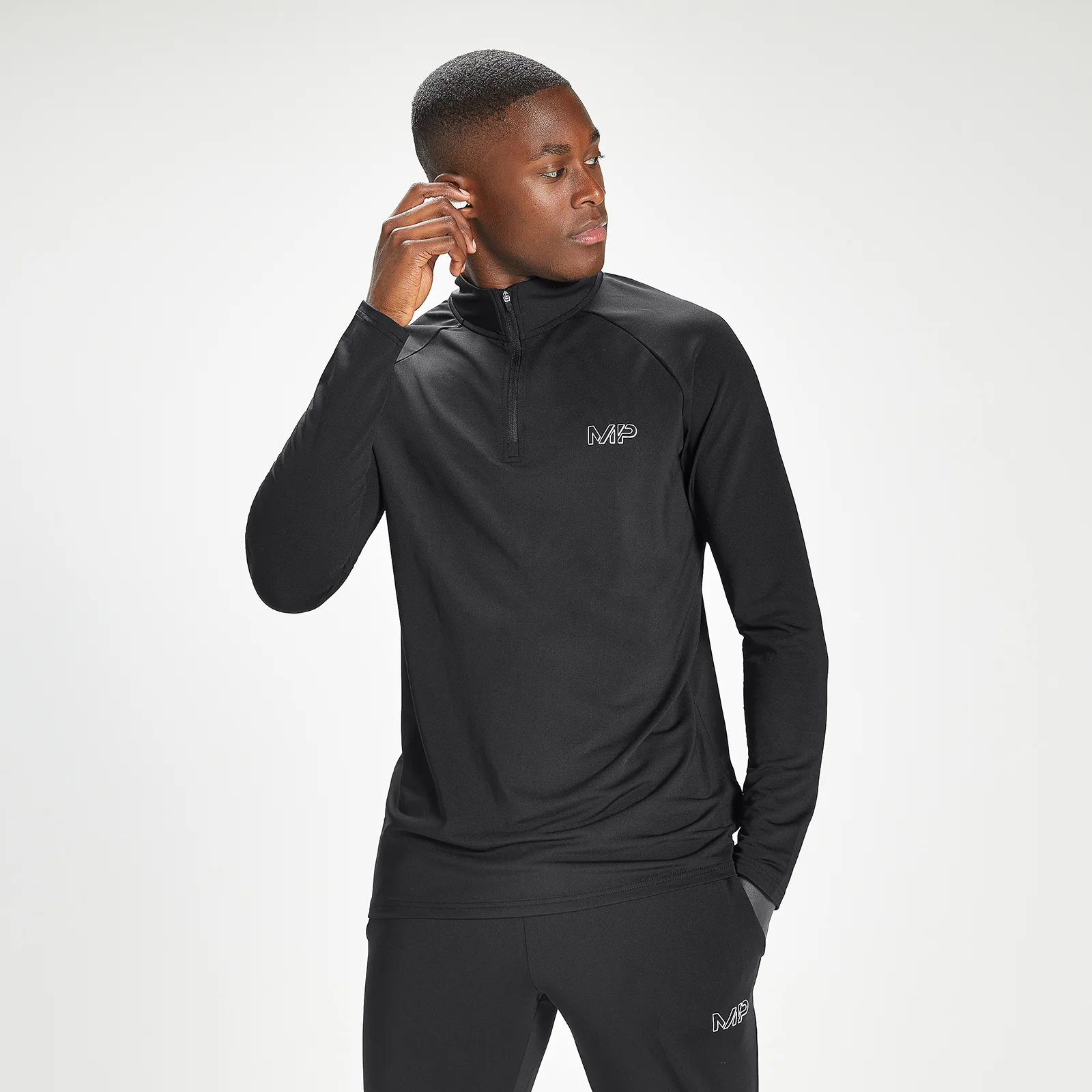 Bluză de antrenament cu fermoar 1/4 pentru bărbați cu grafică MP Infinity Mark - Negru - XXS Imagine 1