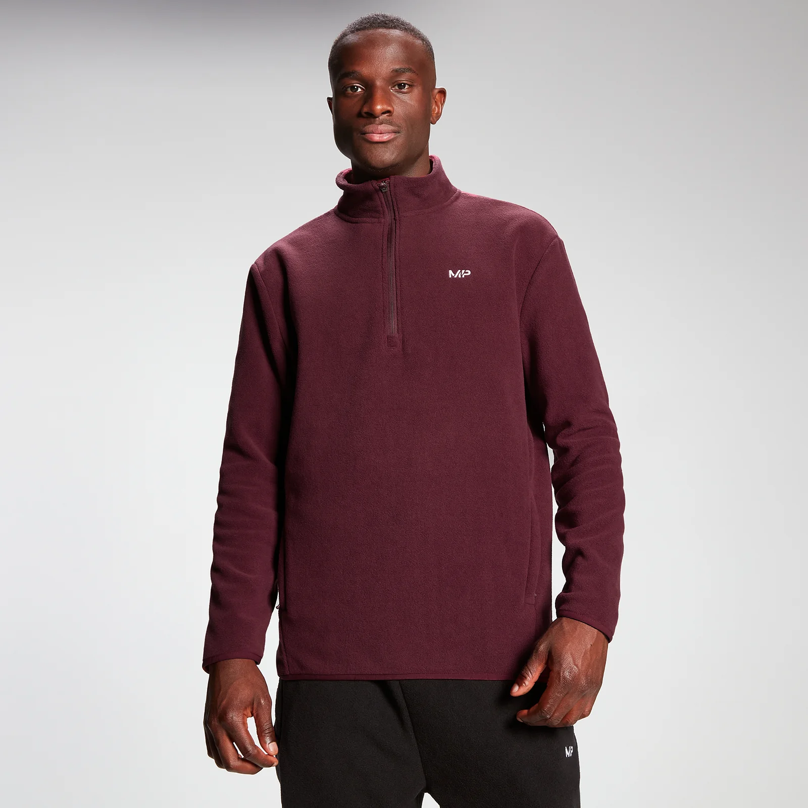 Pulover de lână cu fermoar 1/4 MP Rest Day pentru bărbați - Merlot - XXS Imagine 1