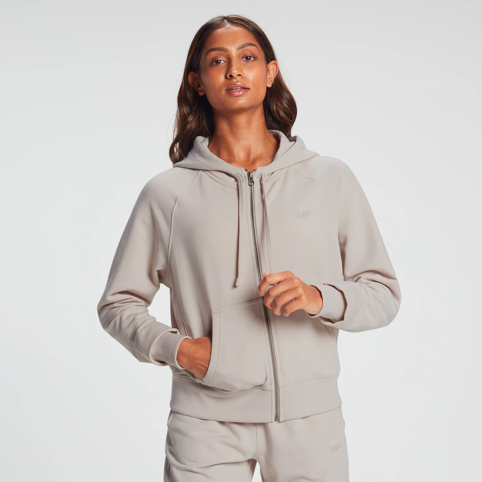 Hanorac cu fermoar MP Rest Day pentru femei - Bone Grey - XXS Imagine 1