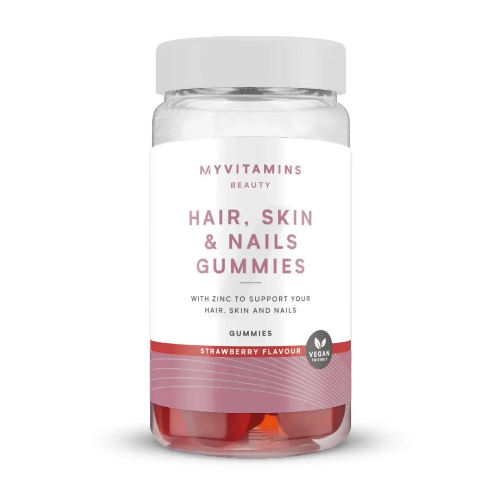 Jeleuri vegane pentru păr, ten și unghii - 60gummies - Capsuni Imagine 1