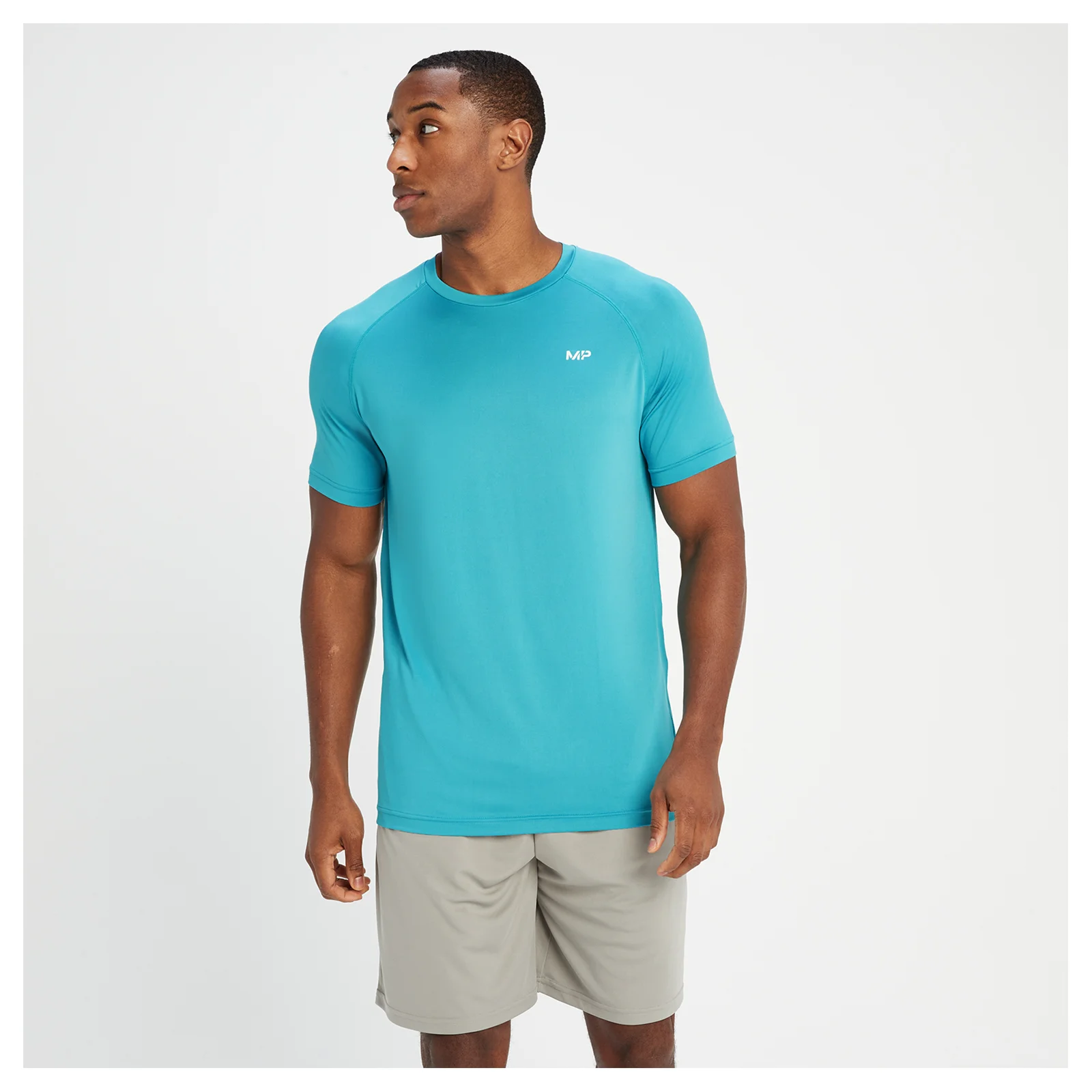 Tricou de antrenament cu mâneci scurte MP pentru bărbați - Aqua - XXS Imagine 1