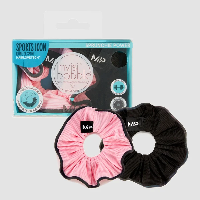 MP X Invisibobble® Reflective Power Sprunchie - Negru/Roz - 2 BUCĂȚI