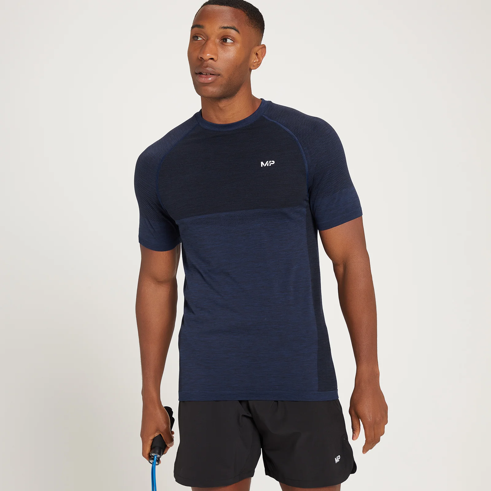 Tricou cu mânecă scurtă fără cusături MP Essentials pentru bărbați - Deep Blue Marl - XS Imagine 1