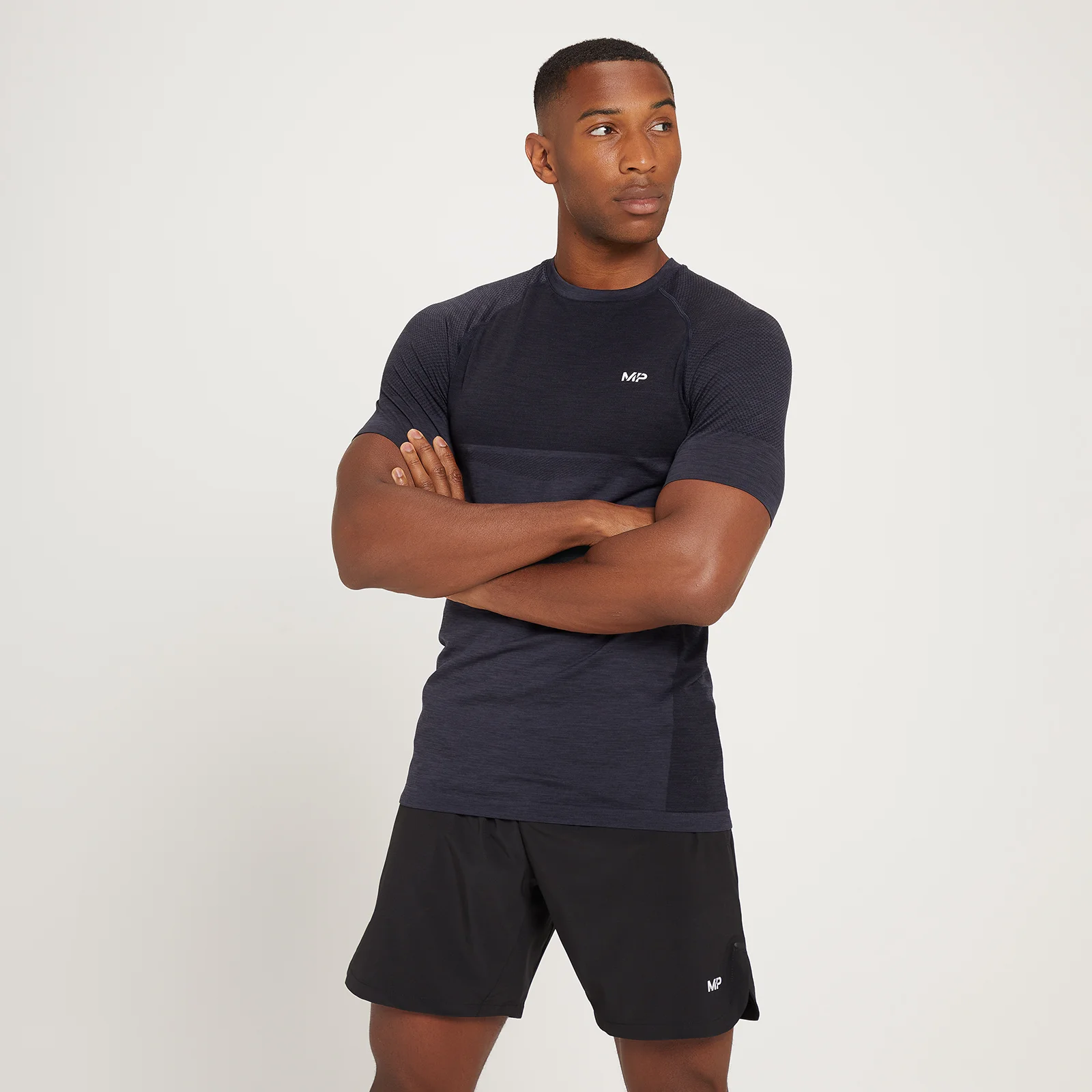 Tricou cu mânecă scurtă fără cusături MP Essentials pentru bărbați - Black Marl - XS Imagine 1