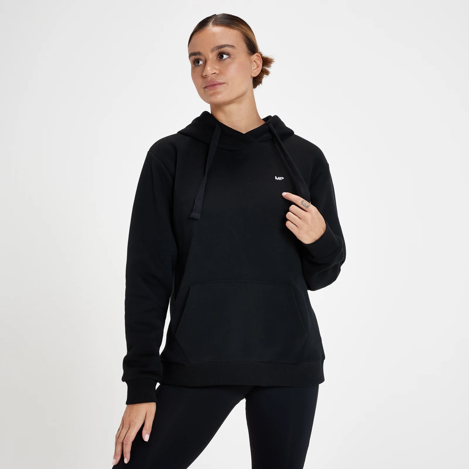 MP Women's Essentials Hoodie with Kangaroo Pocket - Black - XXS Imagine 1