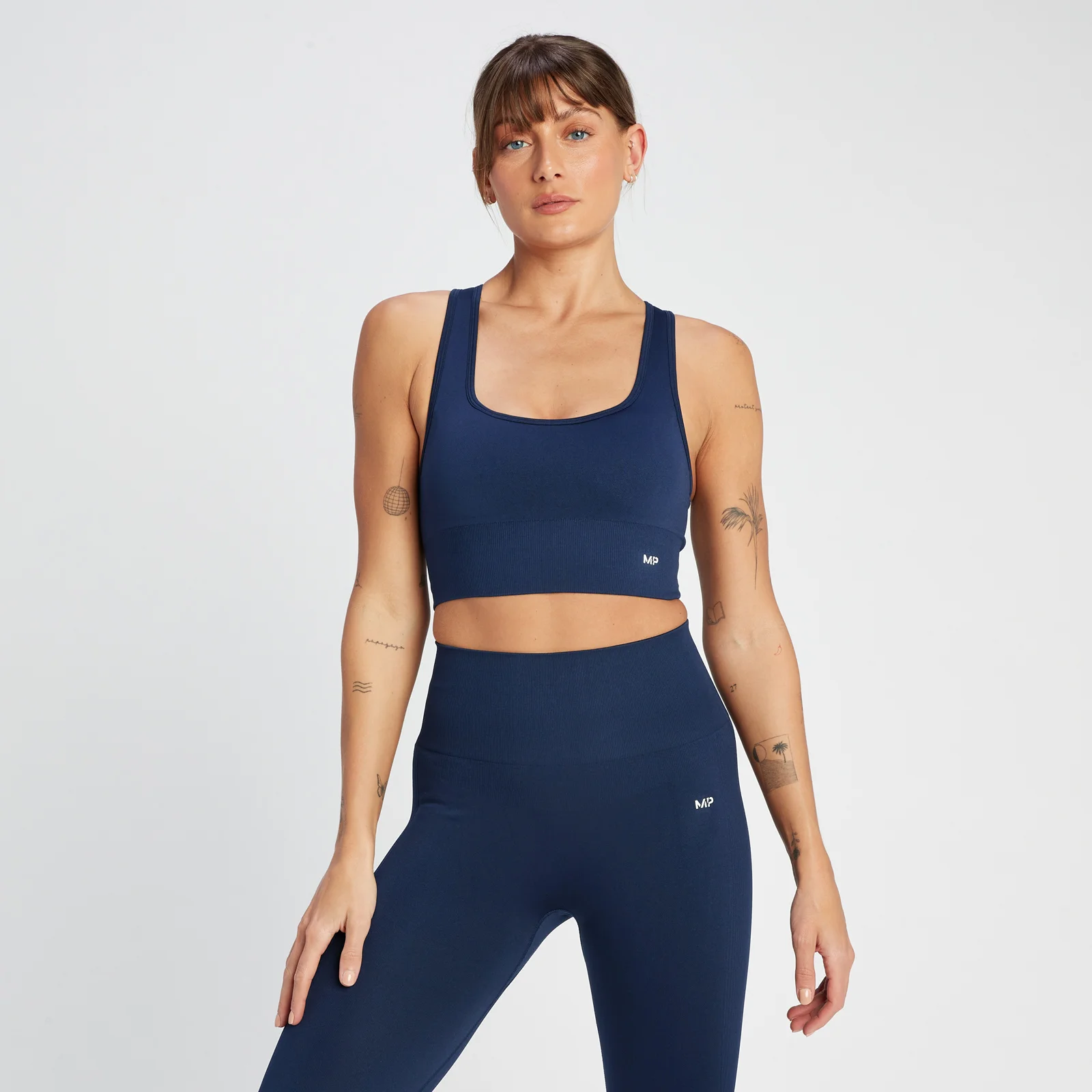 MP Women's Shape Seamless Cross Strap Sports Bra - Navy - XXS Imagine 1