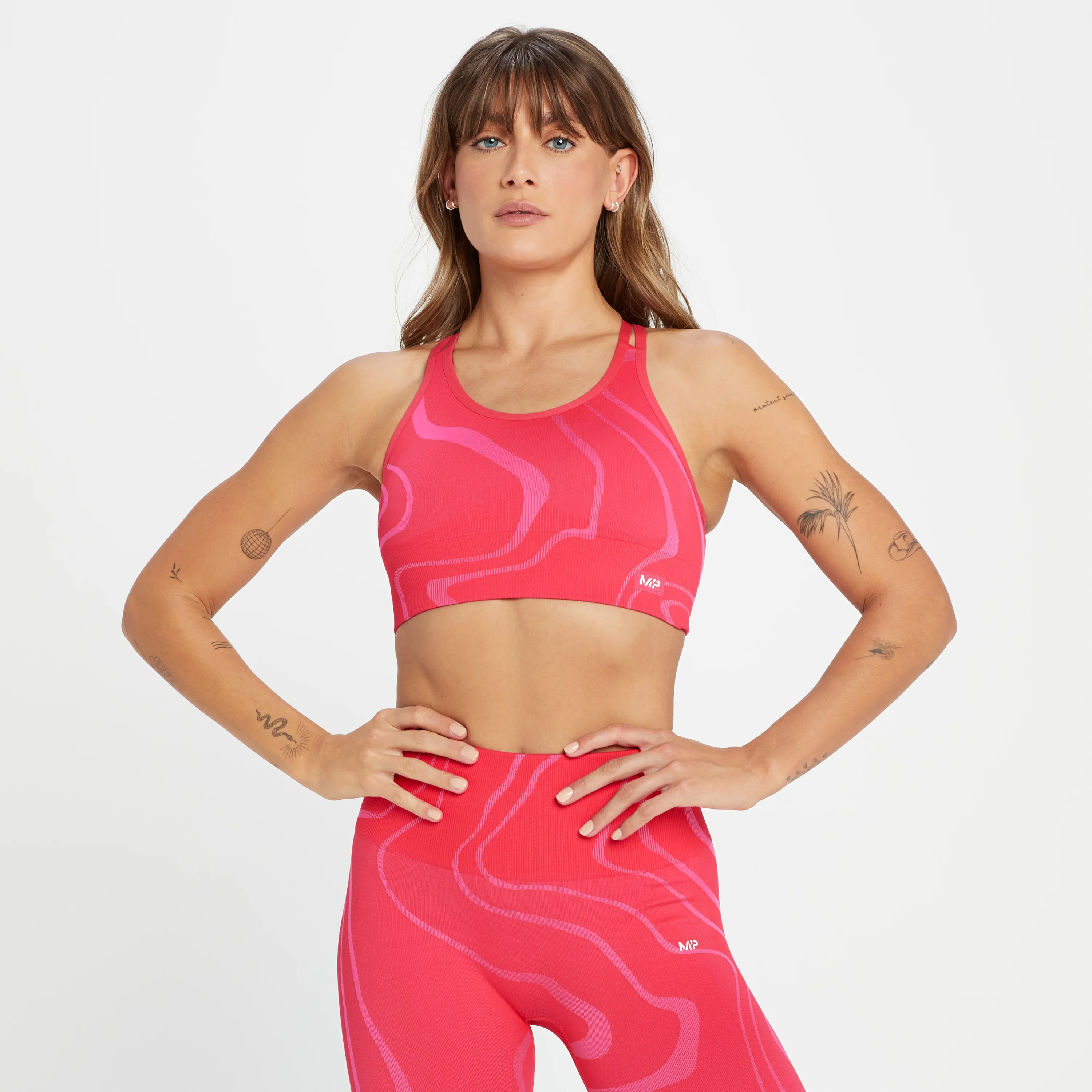 Bustieră sport fără cusături MP Tempo Wave pentru femei - Rouge Red - XXS Imagine 1