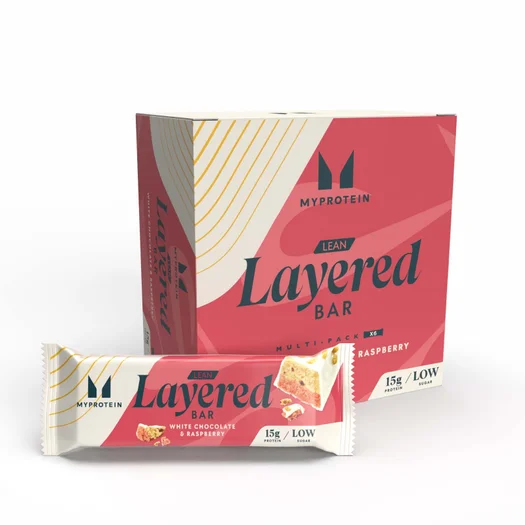 Baton în straturi cu conținut redus de grăsimi - 6 x 40g - White Chocolate and Raspberry