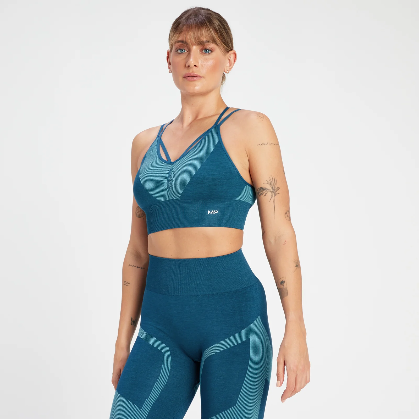 Bustieră sport fără cusături MP Impact Scrunch pentru femei - Teal Blue - XS Imagine 1