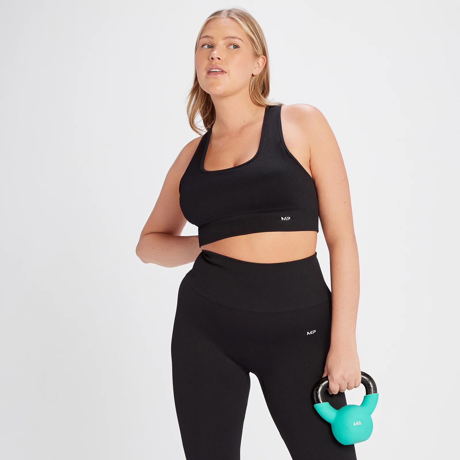 Bustieră striată fără cusături MP Tempo pentru femei - Negru - XS Imagine 1