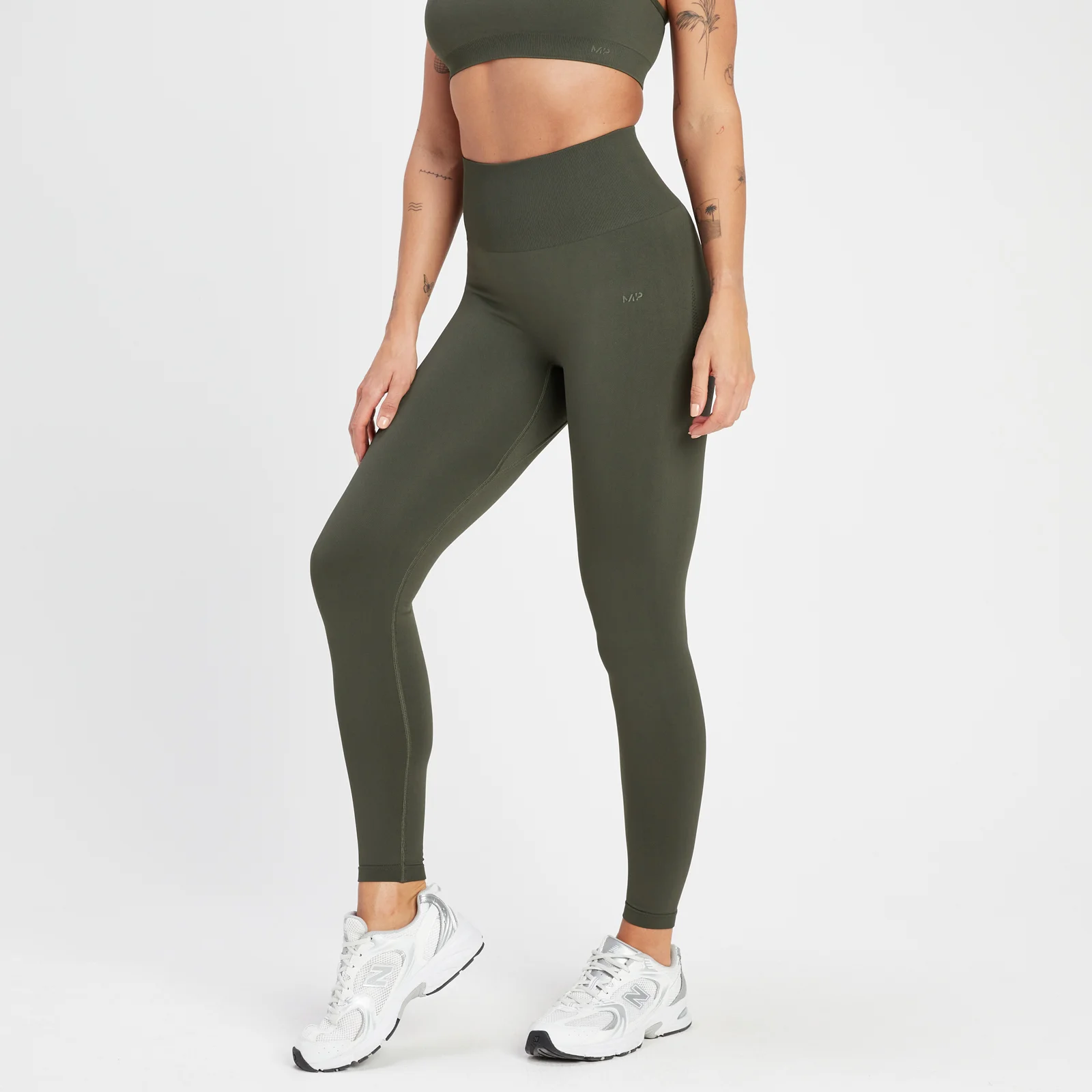 Colanți fără cusături MP Rest Day pentru femei - Taupe Green - XS Imagine 1