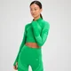 Bluză decupată cu mâneci lungi fără cusături și fermoar 1/4 MP Tempo Ultra pentru femei - Bright Green