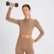 Top decupat cu mânecă lungă fără cusături MP Shape pentru femei - Toffee