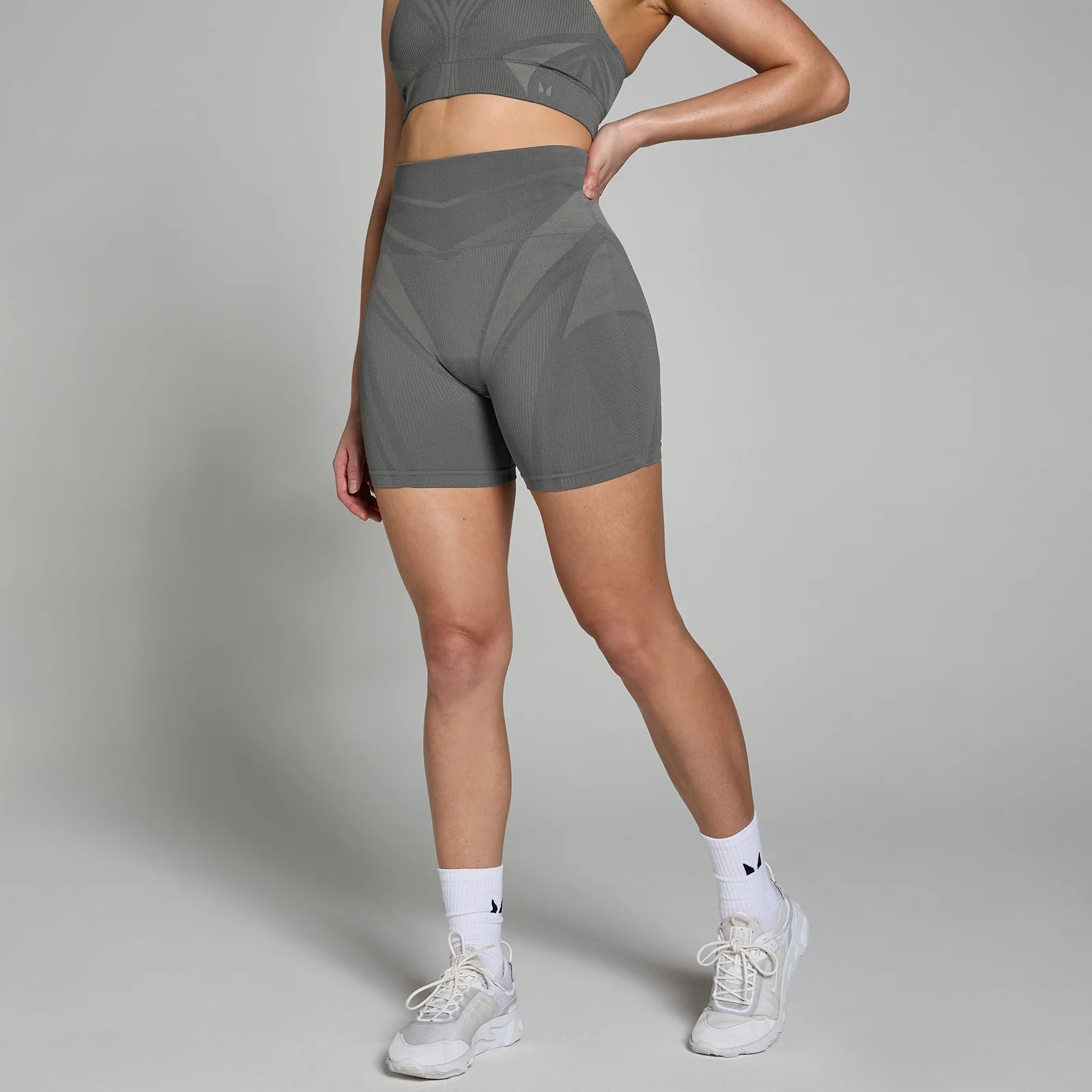 Pantaloni foarte scurți fără cusături MP Tempo Ultra Geometric pentru femei - Carbon - XS Imagine 1