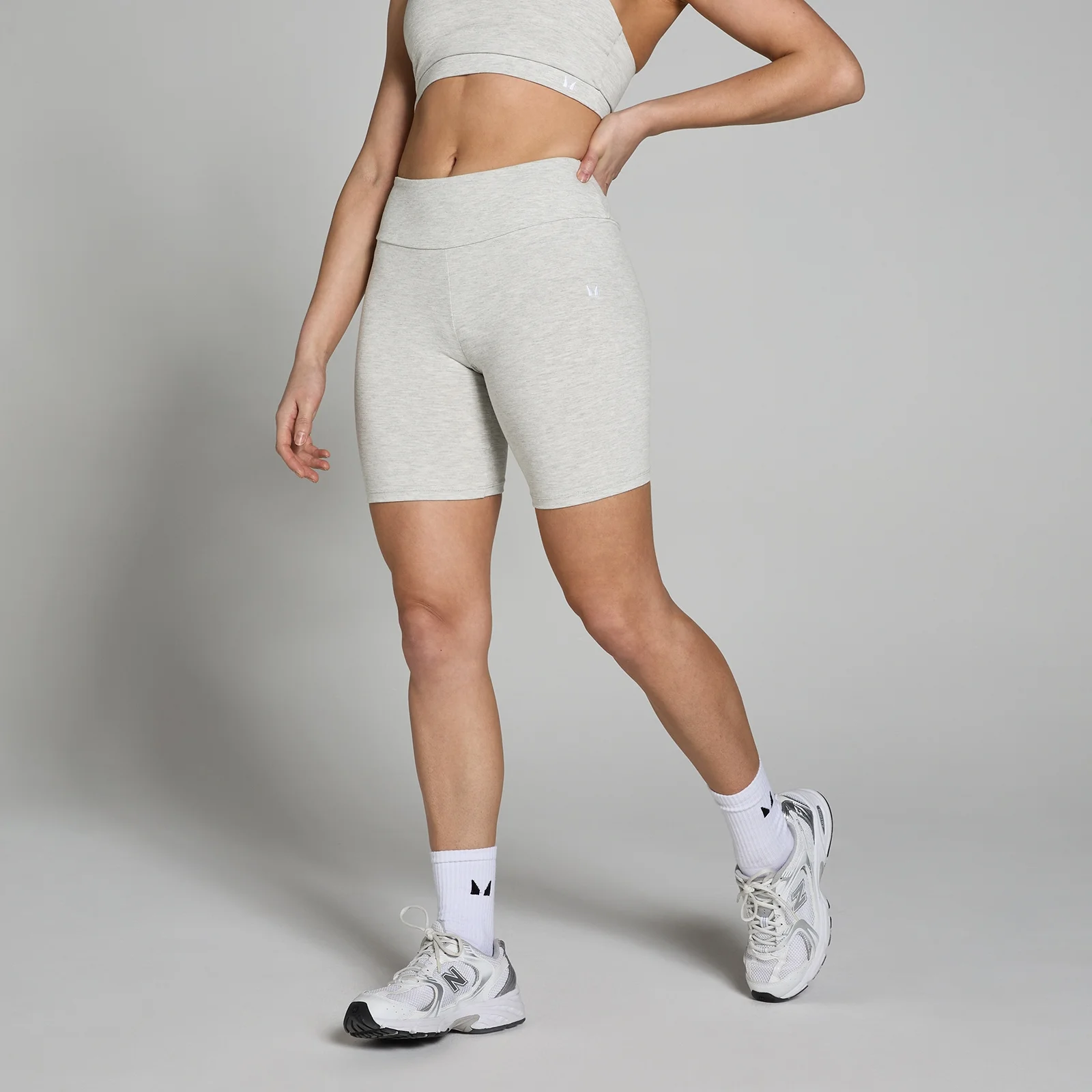 Pantaloni scurți de ciclism MP Basics pentru femei - Light Grey Marl - XXS Imagine 1