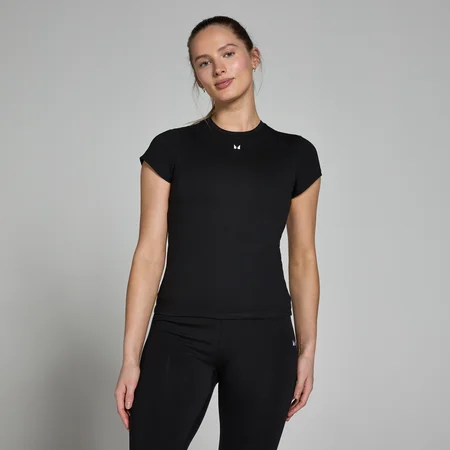 Tricou mulat cu mânecă scurtă MP Basics pentru femei - Negru