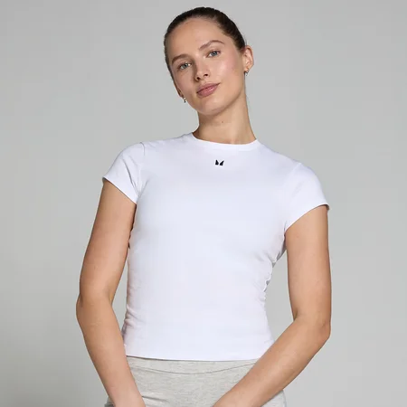 Tricou mulat cu mânecă scurtă MP Basics pentru femei - Alb