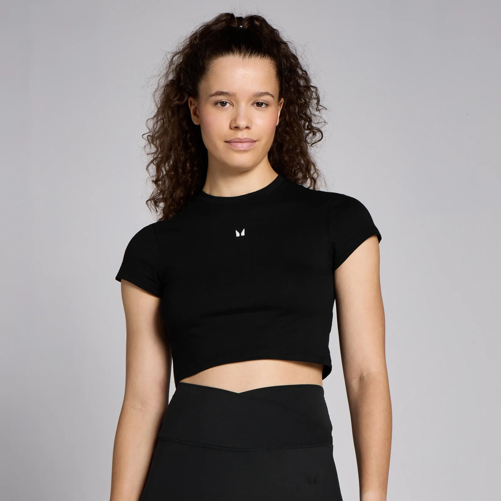 Tricou mulat decupat cu mânecă scurtă MP Basics pentru femei - Negru - XL Imagine 1
