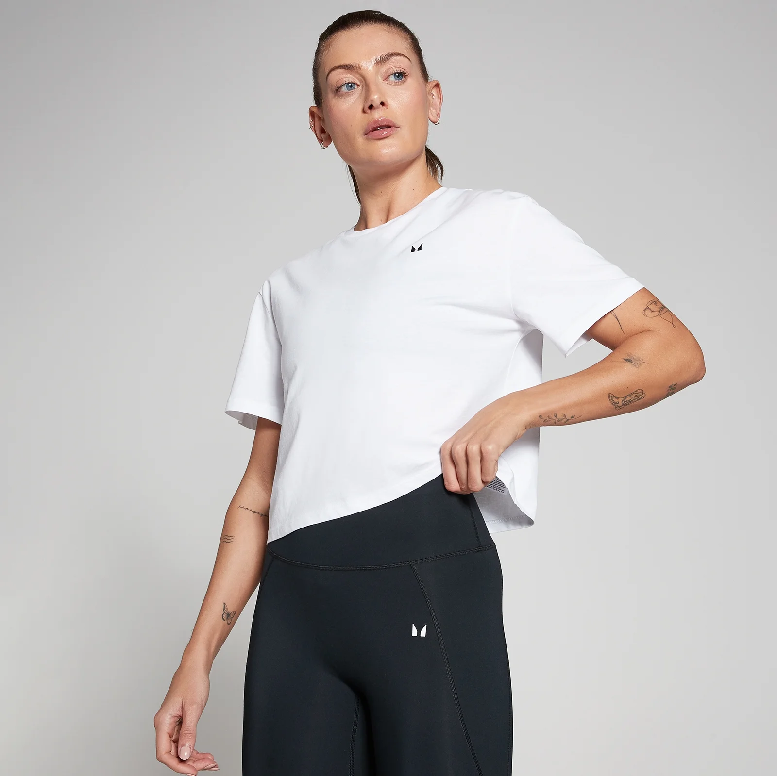 Tricou decupat drept cu mânecă scurtă MP Basics pentru femei - Alb - XXS Imagine 1