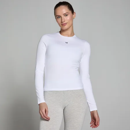 Tricou mulat cu mânecă lungă MP Basics pentru femei - Alb