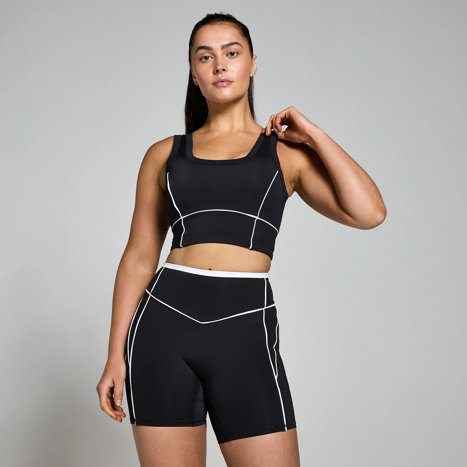 Sutien sport cu texturi în contrast MP Tempo pentru femei - Negru - XXL Imagine 1