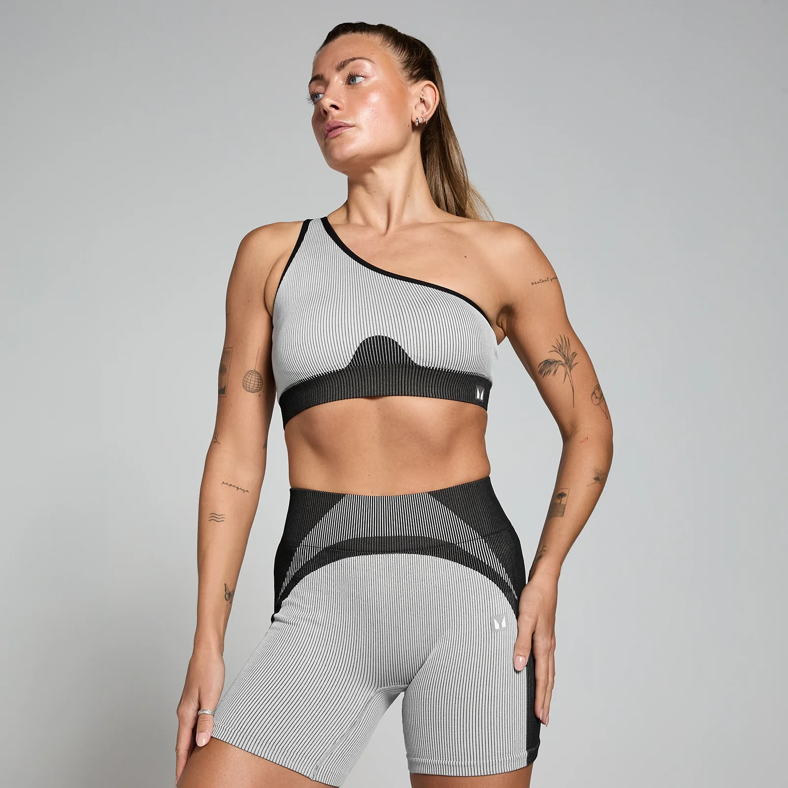 Bustieră striată fără cusături MP Contrast pentru femei - Negru/Gri - XL Imagine 1