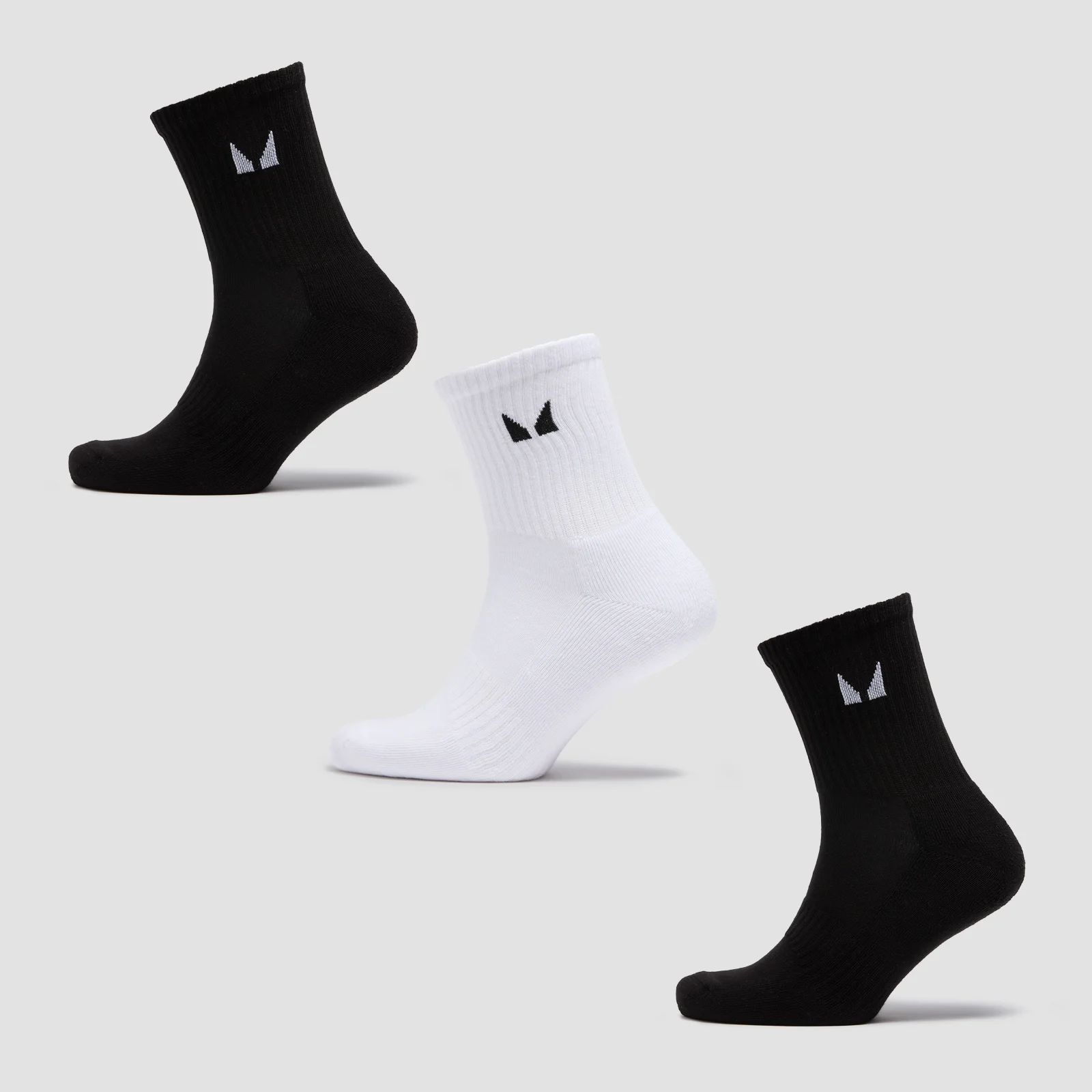 MP Unisex Crew Socks (3 Pack) - Black/White - UK 6-8 Imagine 1