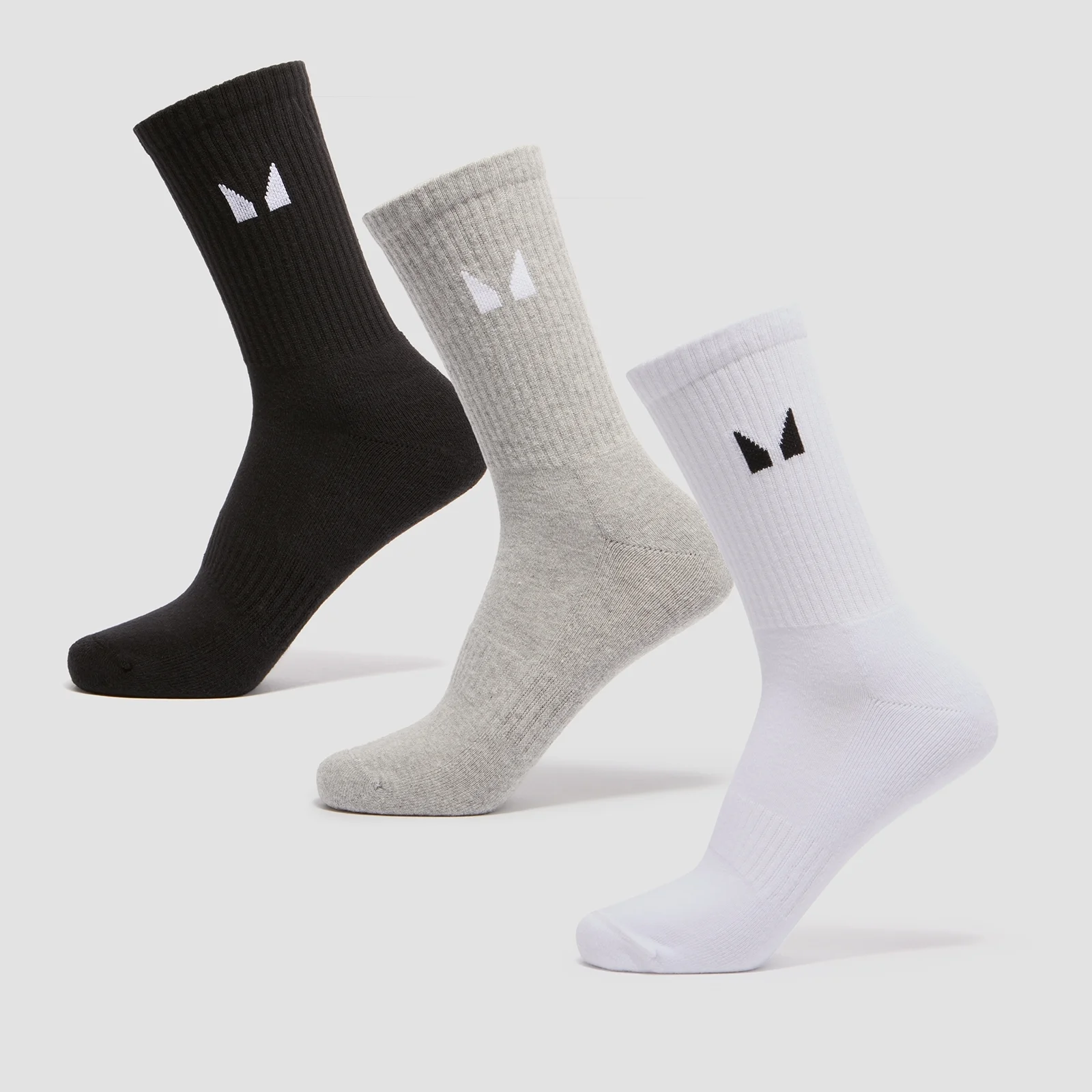 MP Unisex Crew Socks (3 Pack) - White/Black/Grey Marl - UK 2-5 Imagine 1