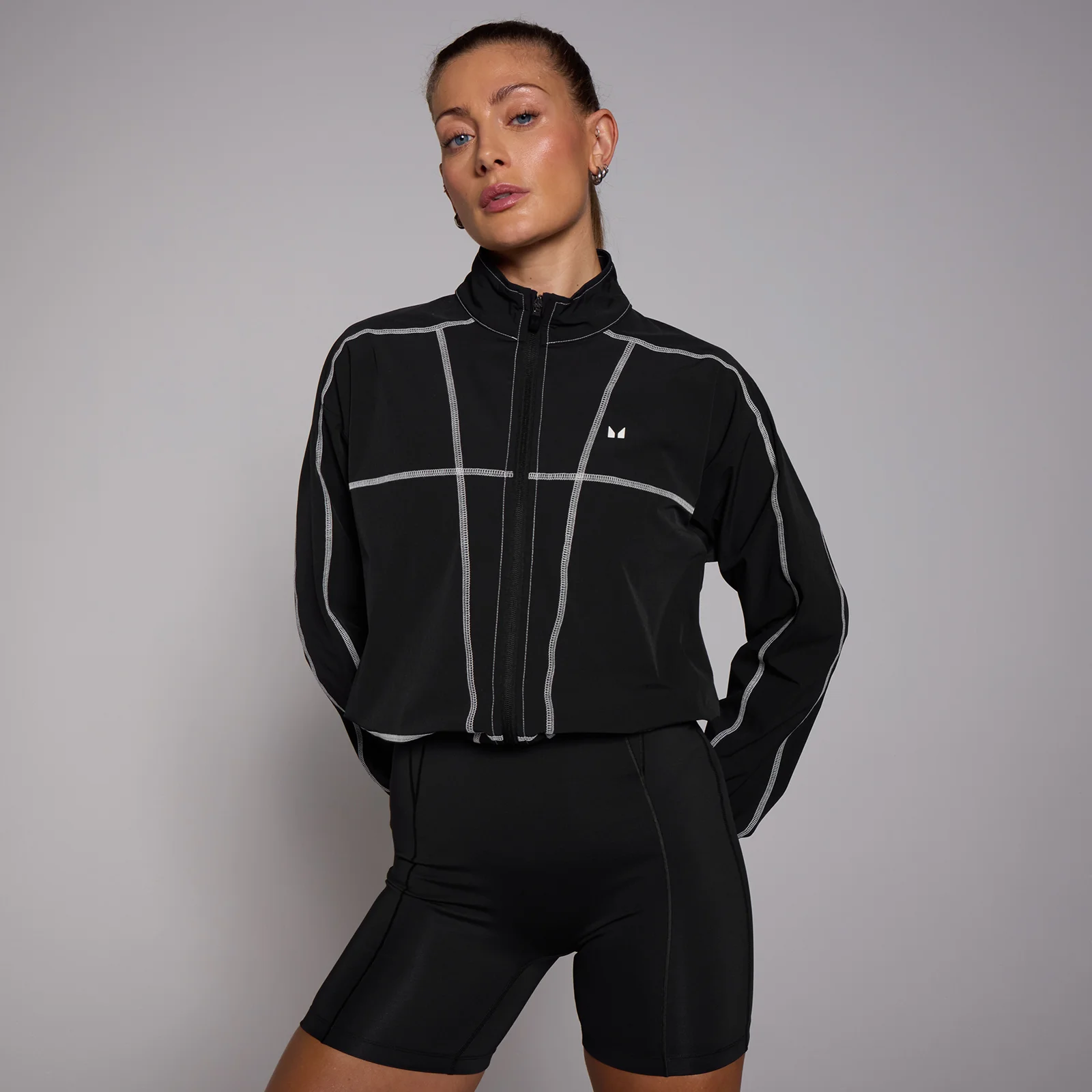 Jachetă windbreaker scurtă, cu cusături contrastante MP Tempo pentru femei - Negru - XXL Imagine 1