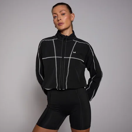 Jachetă windbreaker scurtă, cu cusături contrastante MP Tempo pentru femei - Negru