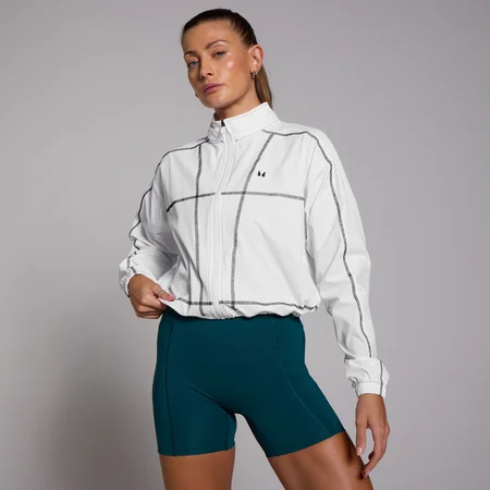 Jachetă windbreaker scurtă, cu cusături contrastante MP Tempo pentru femei - Alb